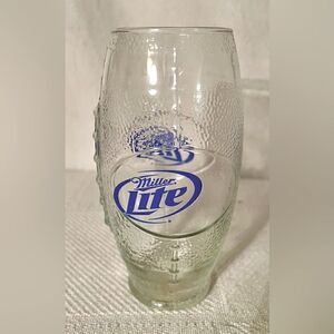 Miller Lite Ale House Football Shape Clear Drinking Glass Man Cave Pint Beer NFL